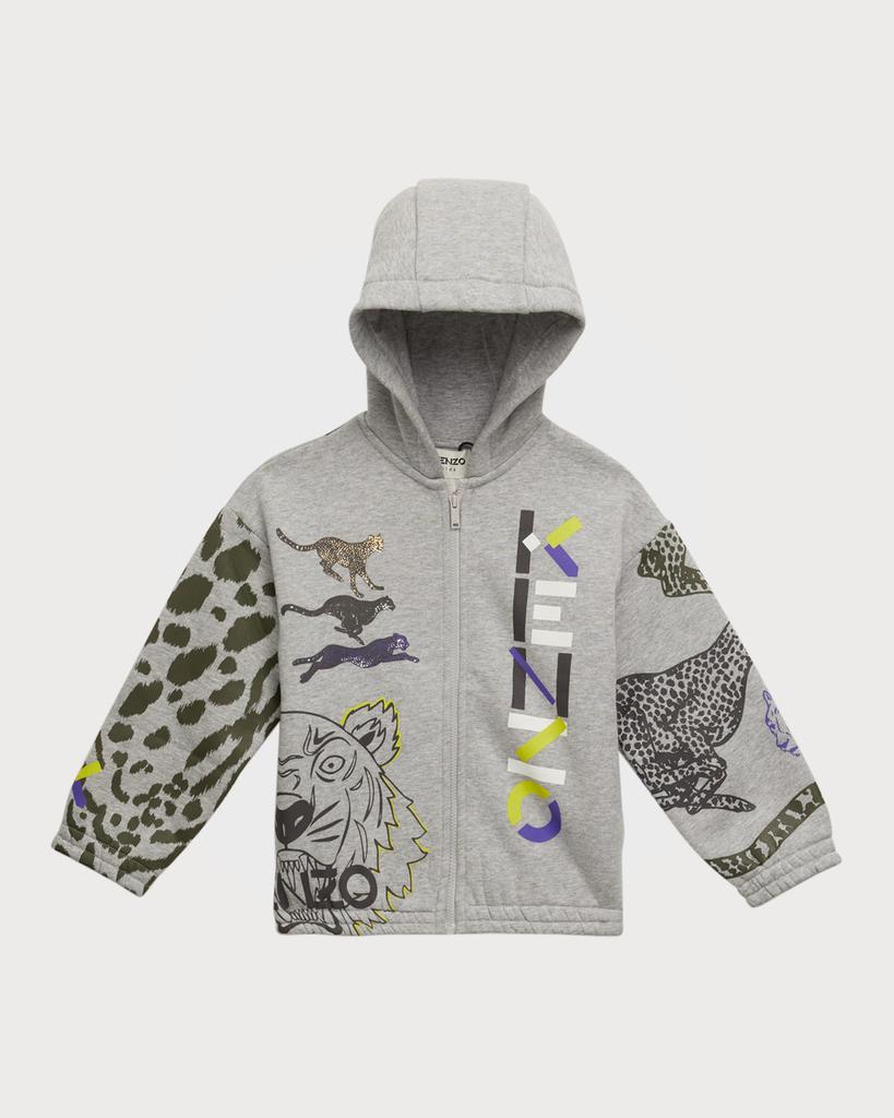 商品Kenzo|Boy's Multi Iconics Zip Up Hoodie, Size 4-5,价格¥1038,第1张图片