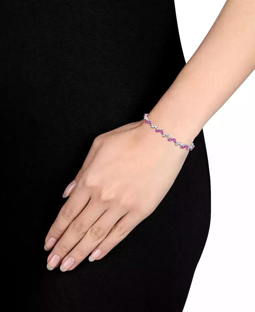 商品Macy's|Lab-Created Pink Sapphire & Polished Marquise Link Bracelet (9-1/2 ct. t.w.),价格¥701,第5张图片详细描述