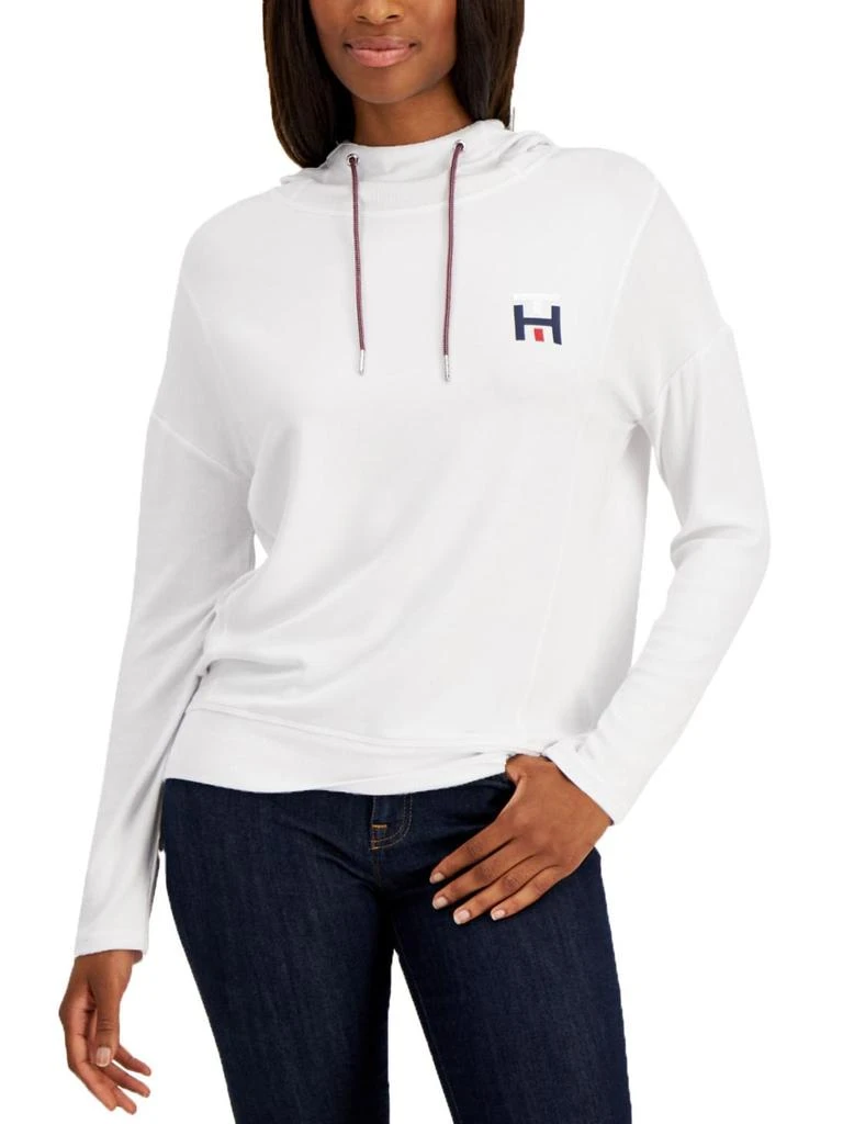 商品Tommy Hilfiger|Womens Dropped-Shoulder Ribbed Trim Hooded Sweatshirt,价格¥250,第1张图片