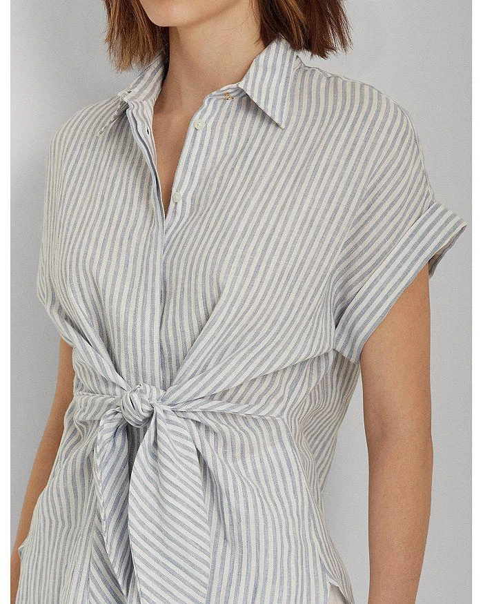 商品Ralph Lauren|Striped Tie Front Linen Shirt,价格¥371,第4张图片详细描述