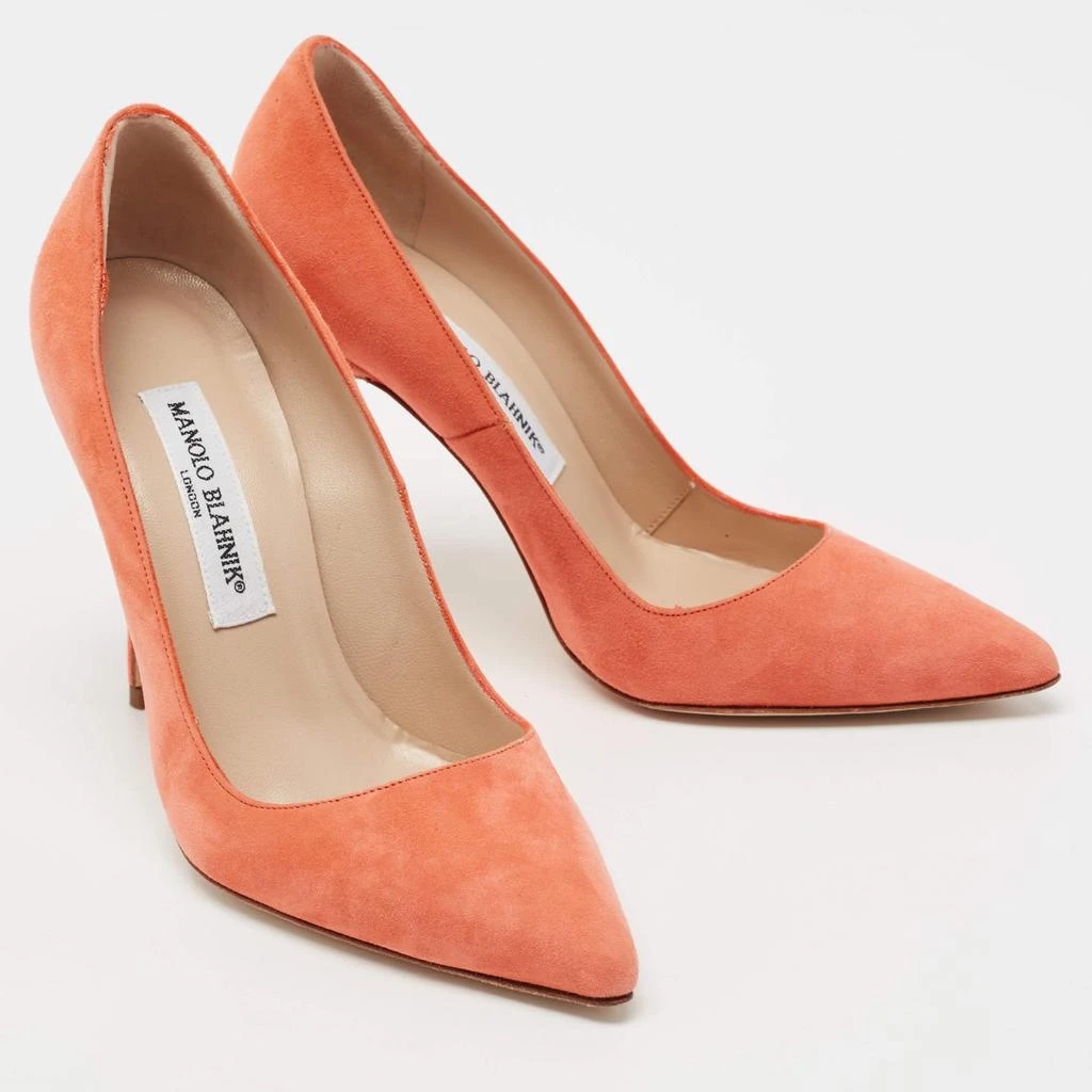 商品[二手商品] Manolo Blahnik|Manolo Blahnik Coral Orange Suede BB Pointed Toe Pumps Size 36,价格¥2695,第4张图片详细描述