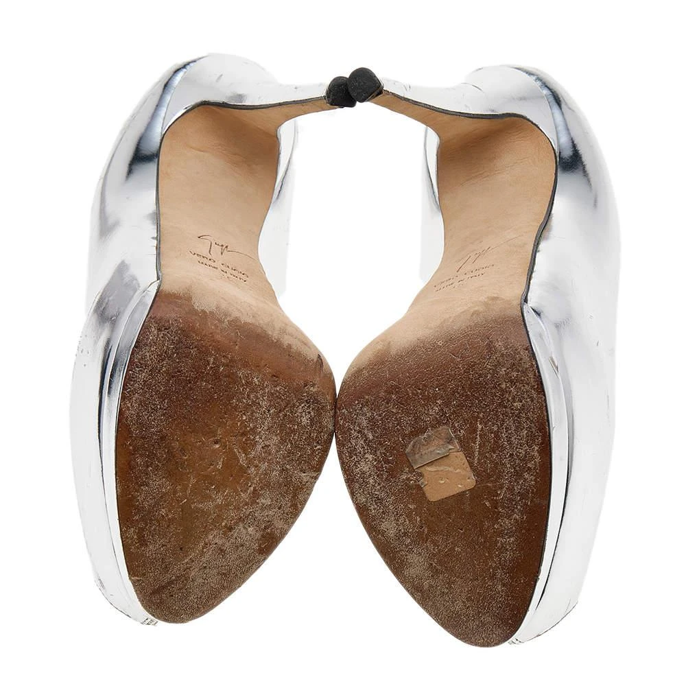 Giuseppe Zanotti Metallic Silver Leather Sharon Peep Toe Platform Pumps Size 36 商品