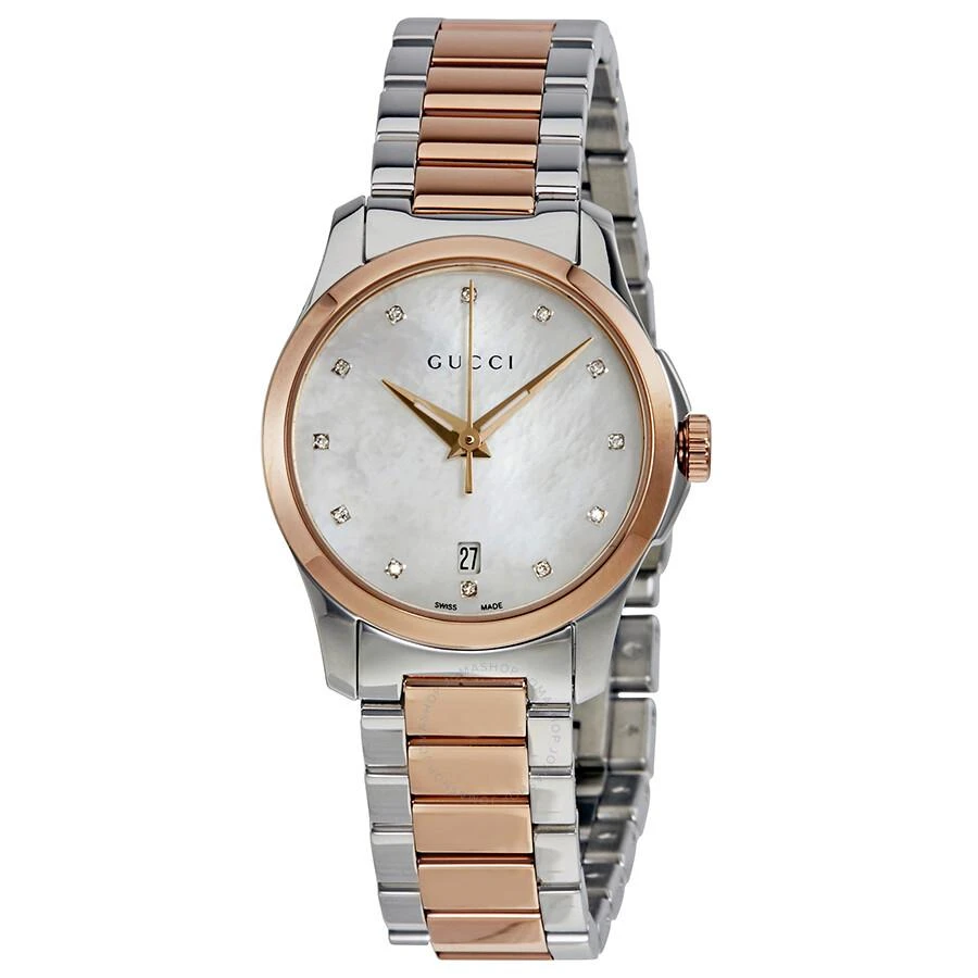 商品Gucci|G-Timeless Diamond Mother of Pearl Dial Ladies Watch YA126544,价格¥5431,第1张图片