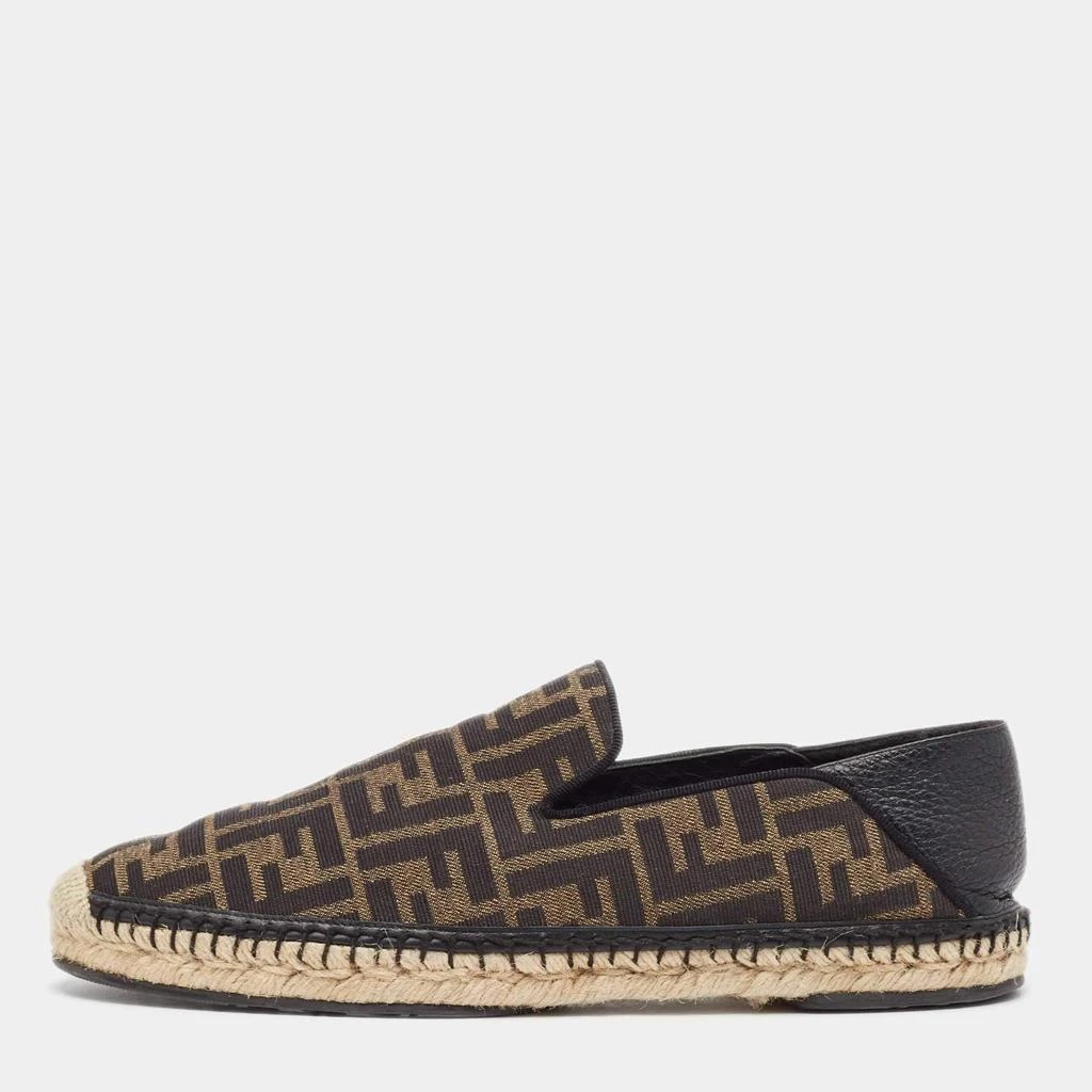 商品[二手商品] Fendi|Fendi Brown/Black Zucca Canvas and Leather Foldable Espadrilles Size 41,价格¥2049,第1张图片