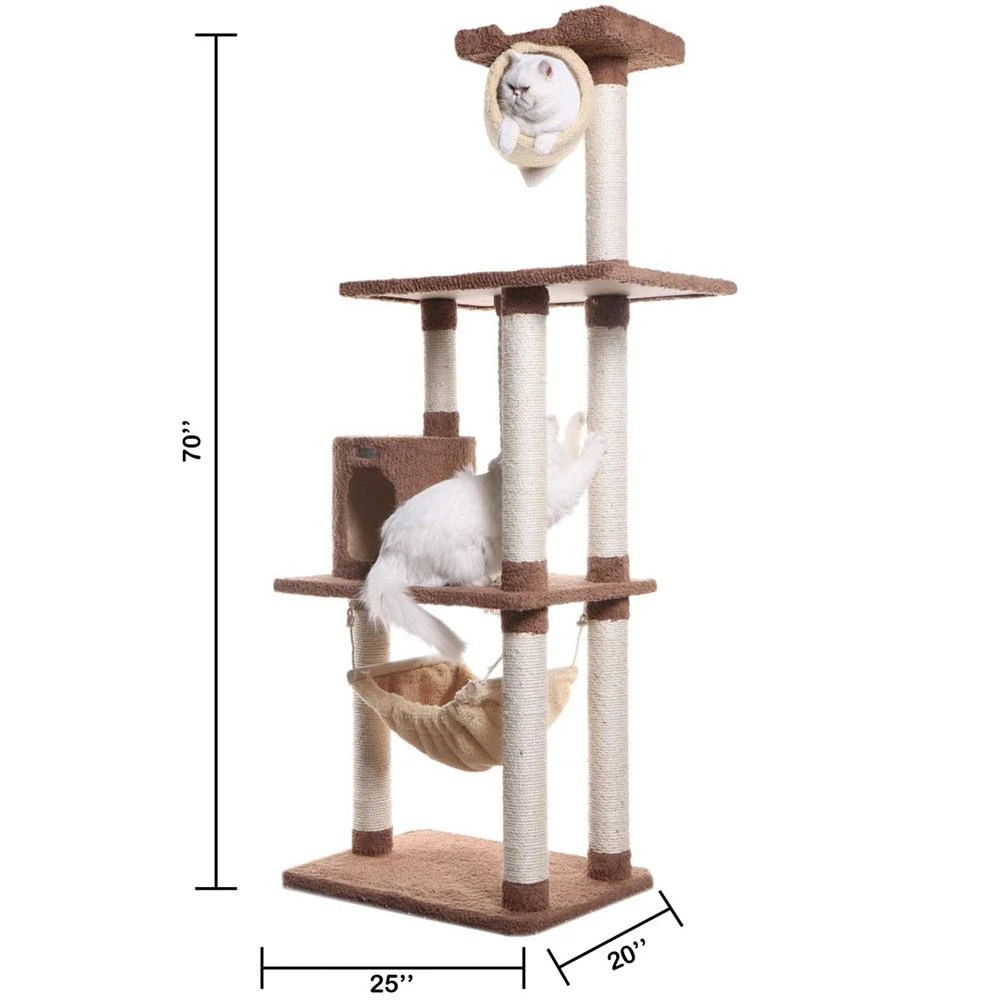 70" Real Wood Cat Tree With Scratch Posts & Hammock 商品