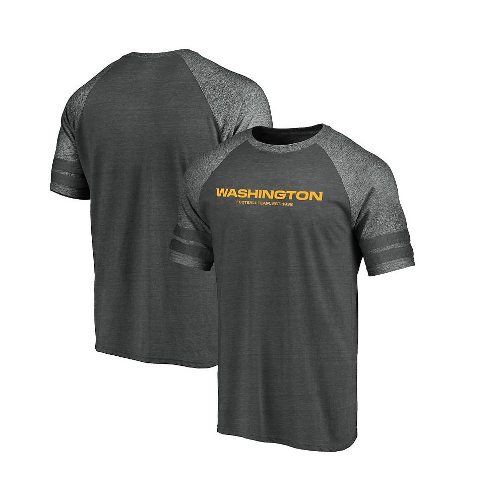 Men's Heather Gray Washington Football Team True Classics Tri-Blend Foundation Block Raglan T-shirt商品第1张图片规格展示