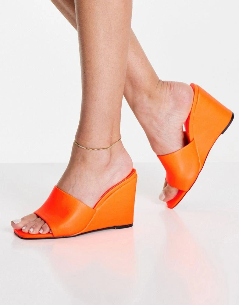 商品ASOS|ASOS DESIGN True high wedge mules in orange,价格¥132,第1张图片