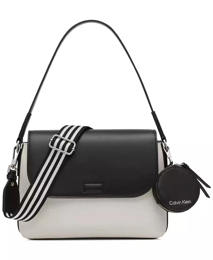 商品Calvin Klein|Millie Small Convertible Shoulder Bag with Striped Crossbody Strap,价格¥540,第1张图片