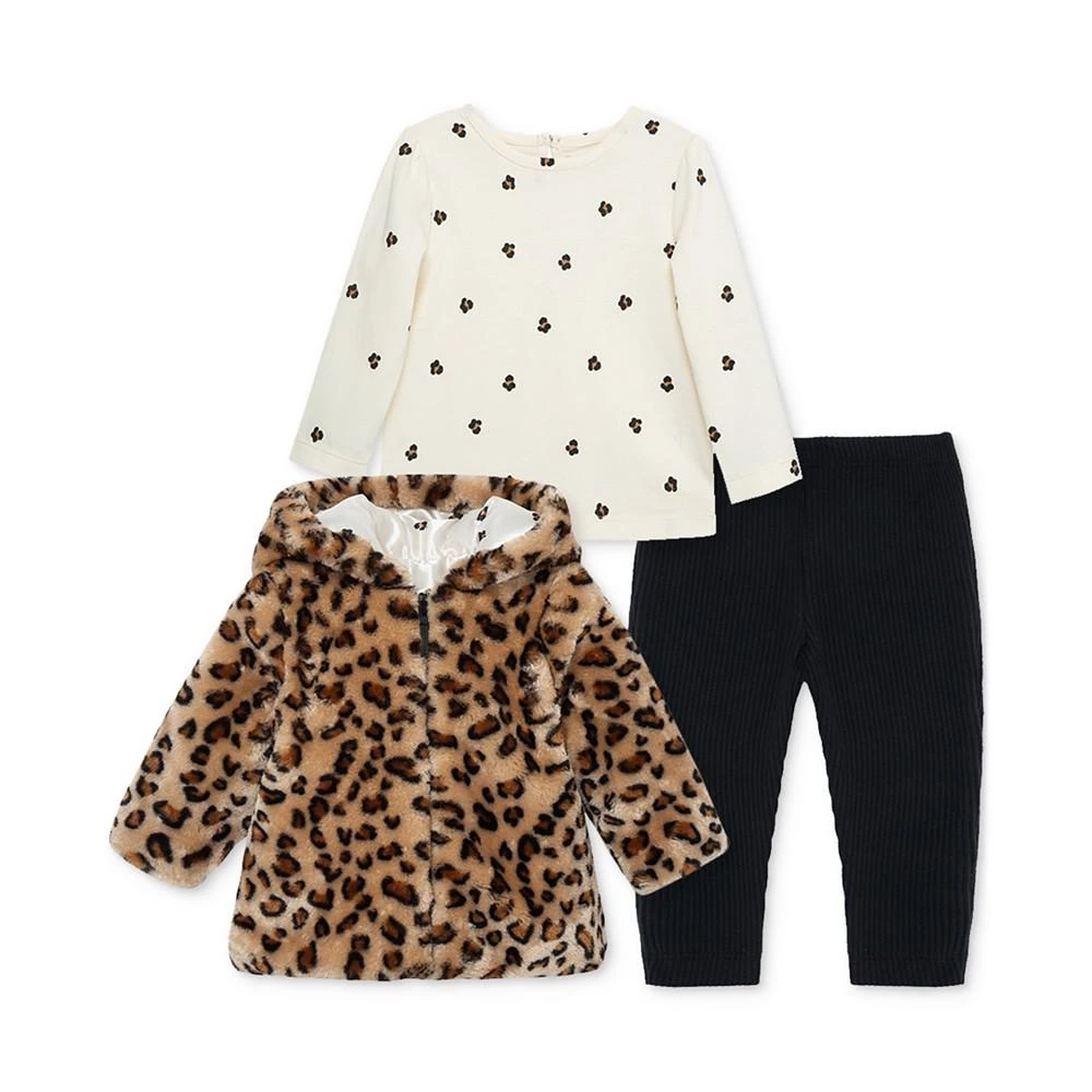 商品Little Me|Baby 3-Pc. Leopard-Print Faux-Fur Jacket, Printed Top & Leggings Set,价格¥304,第2张图片详细描述