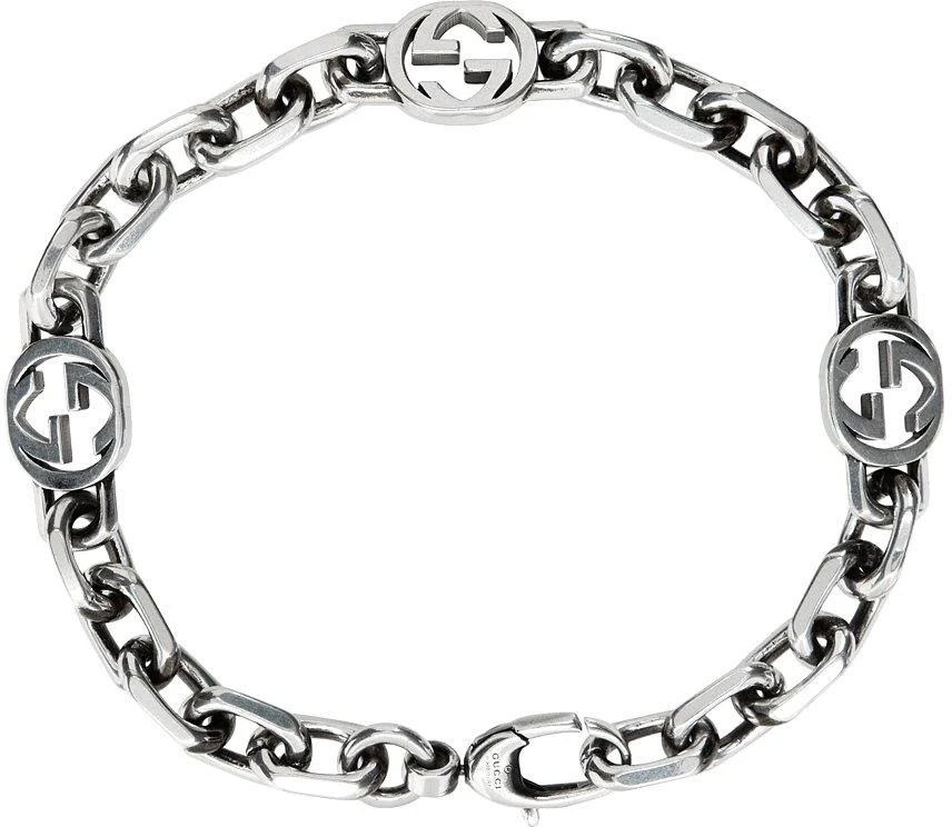商品Gucci|Silver Chain Interlocking G Bracelet,价格¥2578,第2张图片详细描述