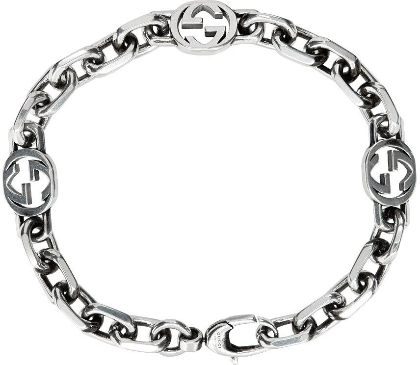 商品Gucci|Silver Chain Interlocking G Bracelet,价格¥2991,第2张图片详细描述