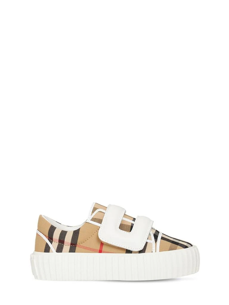 商品Burberry|Check Print Cotton Strap Sneakers,价格¥2317,第1张图片