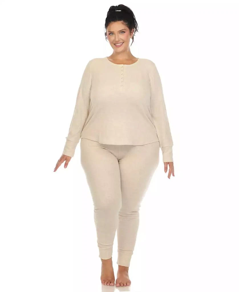 商品White Mark|Plus Size Waffle Pajama Set,价格¥161,第2张图片详细描述