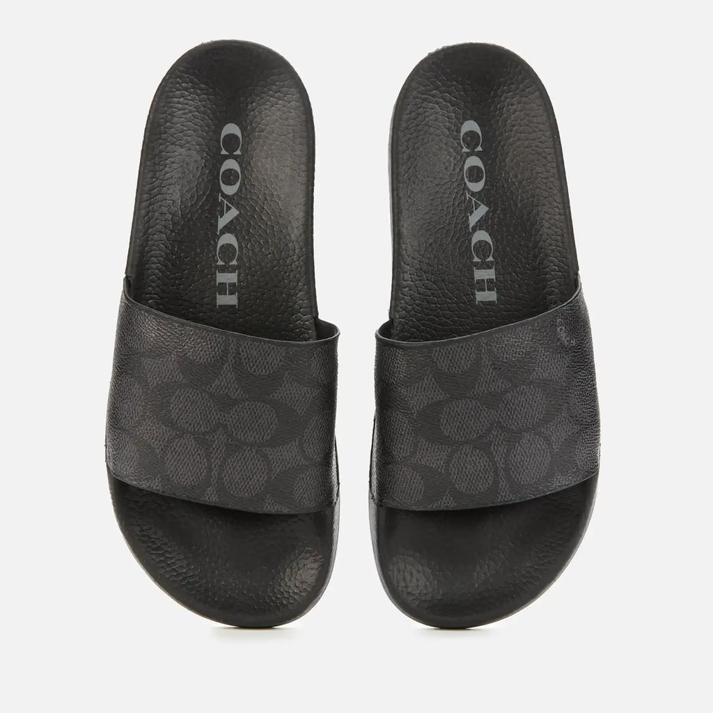 商品Coach|Coach Women's Udele Coated Canvas Slide Sandals - Charcoal/Black,价格¥501,第1张图片