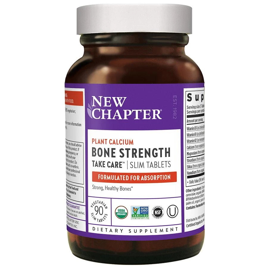 商品New Chapter|Bone Strength Take Care, Organic Plant Calcium Supplement, Slim Tabs,价格¥315,第1张图片