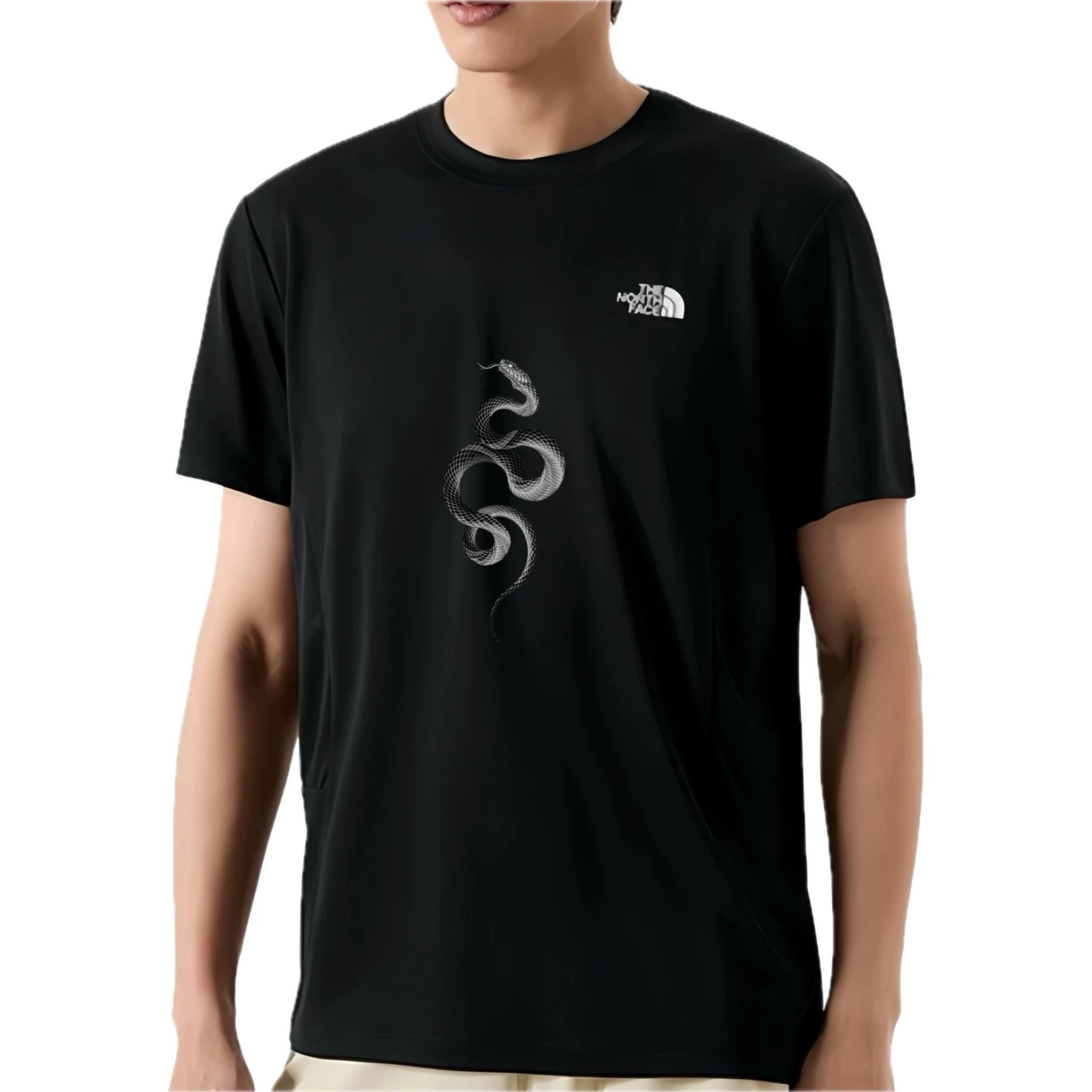 商品[国内直发] The North Face|【定制服装】北面 黑蛇灵魂祭祀字母logo印花美式复古套头短袖T恤 男女同款 黑色,价格¥495,第5张图片详细描述