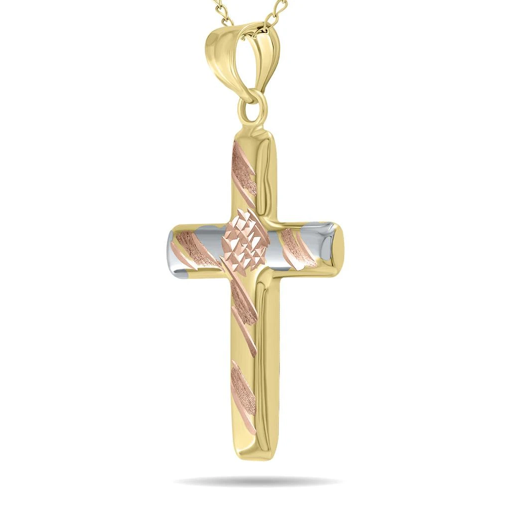 商品Monary|10K Yellow Gold Three-Toned Cross Dainty Religious Pendant,价格¥1864,第2张图片详细描述