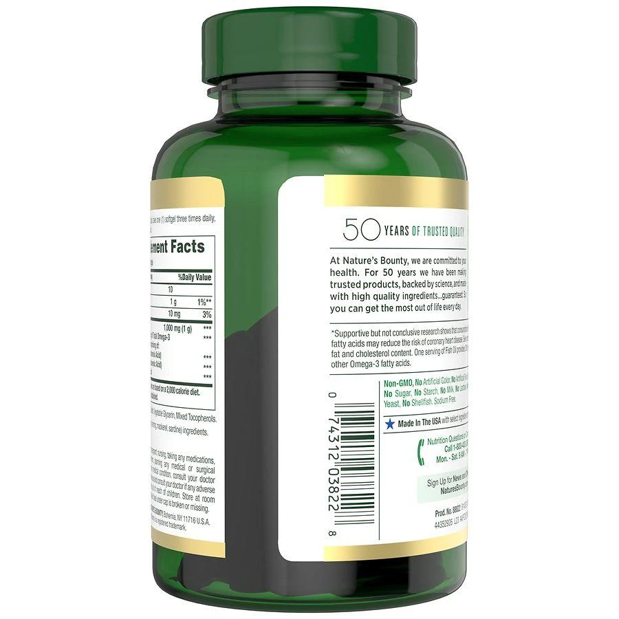 商品Nature's Bounty|Fish Oil With Omega 3 Softgels, 1000 mg,价格¥169,第3张图片详细描述