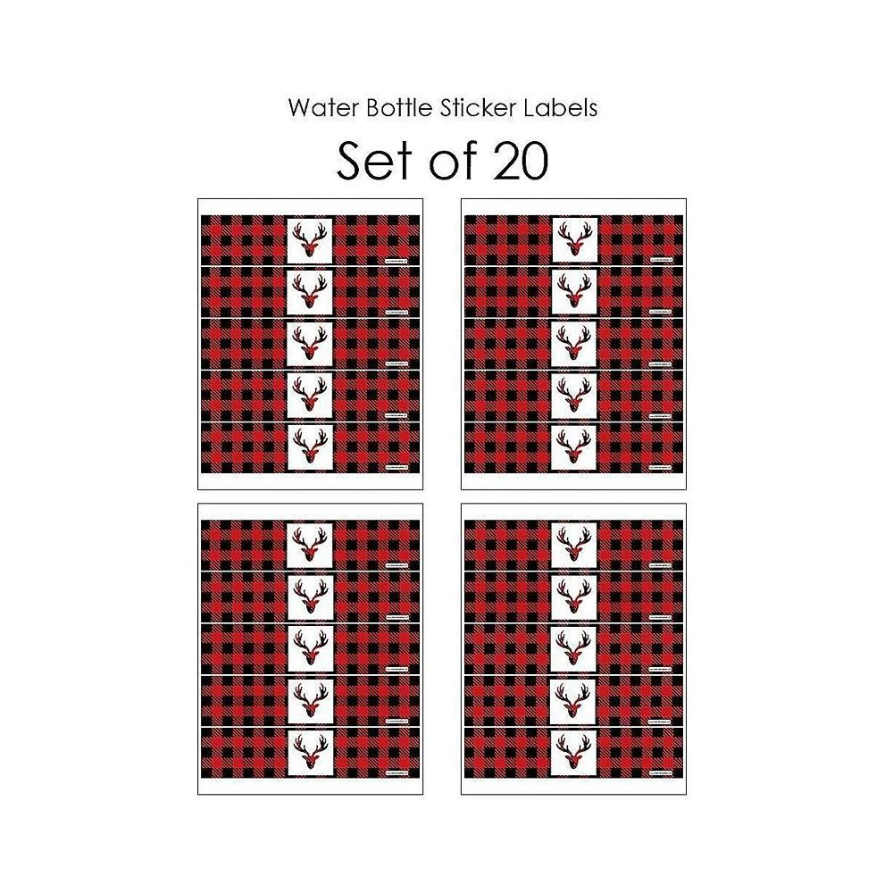 商品Big Dot of Happiness|Prancing Plaid - Reindeer Holiday and Christmas Party Water Bottle Sticker Labels - Set of 20,价格¥105,第3张图片详细描述