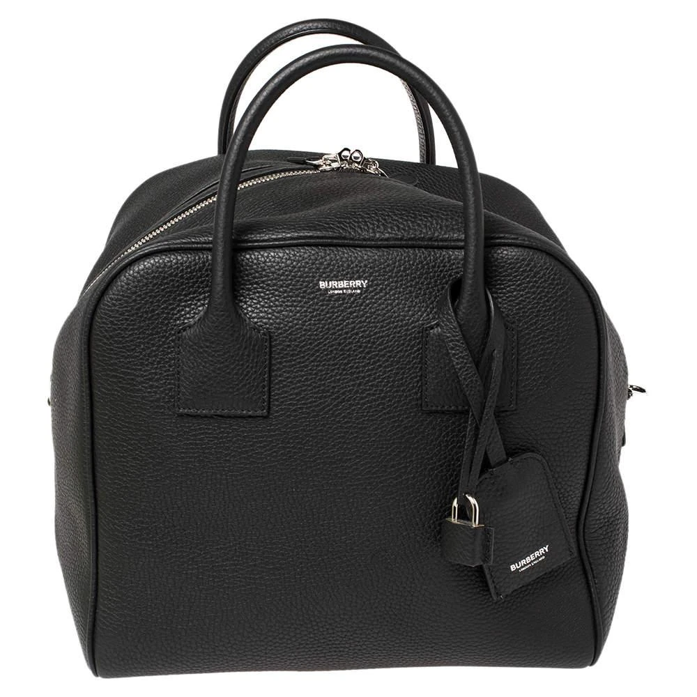 商品Burberry|Burberry Black Leather Medium Cube Duffle Bag,价格¥8540,第1张图片