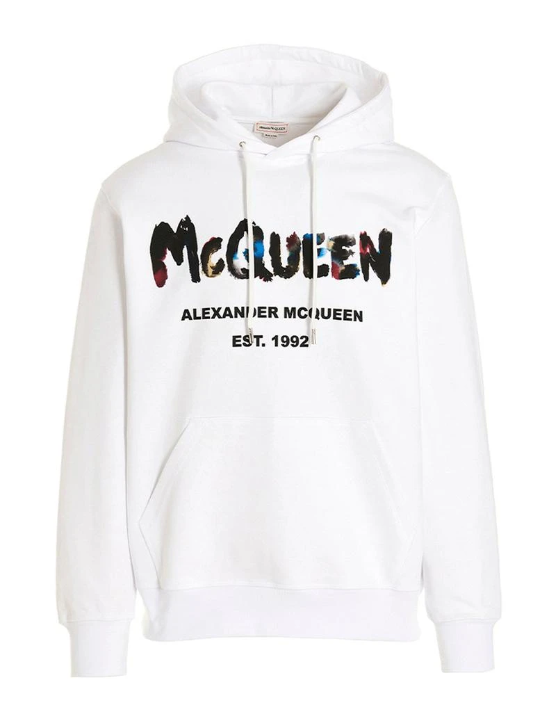 商品Alexander McQueen|Alexander McQueen Graffiti Logo Printed Drawstring Hoodie,价格¥4483,第1张图片