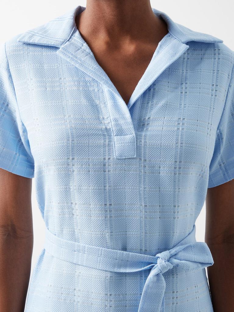 Ajoure-pique cotton belted shirt dress商品第3张图片规格展示