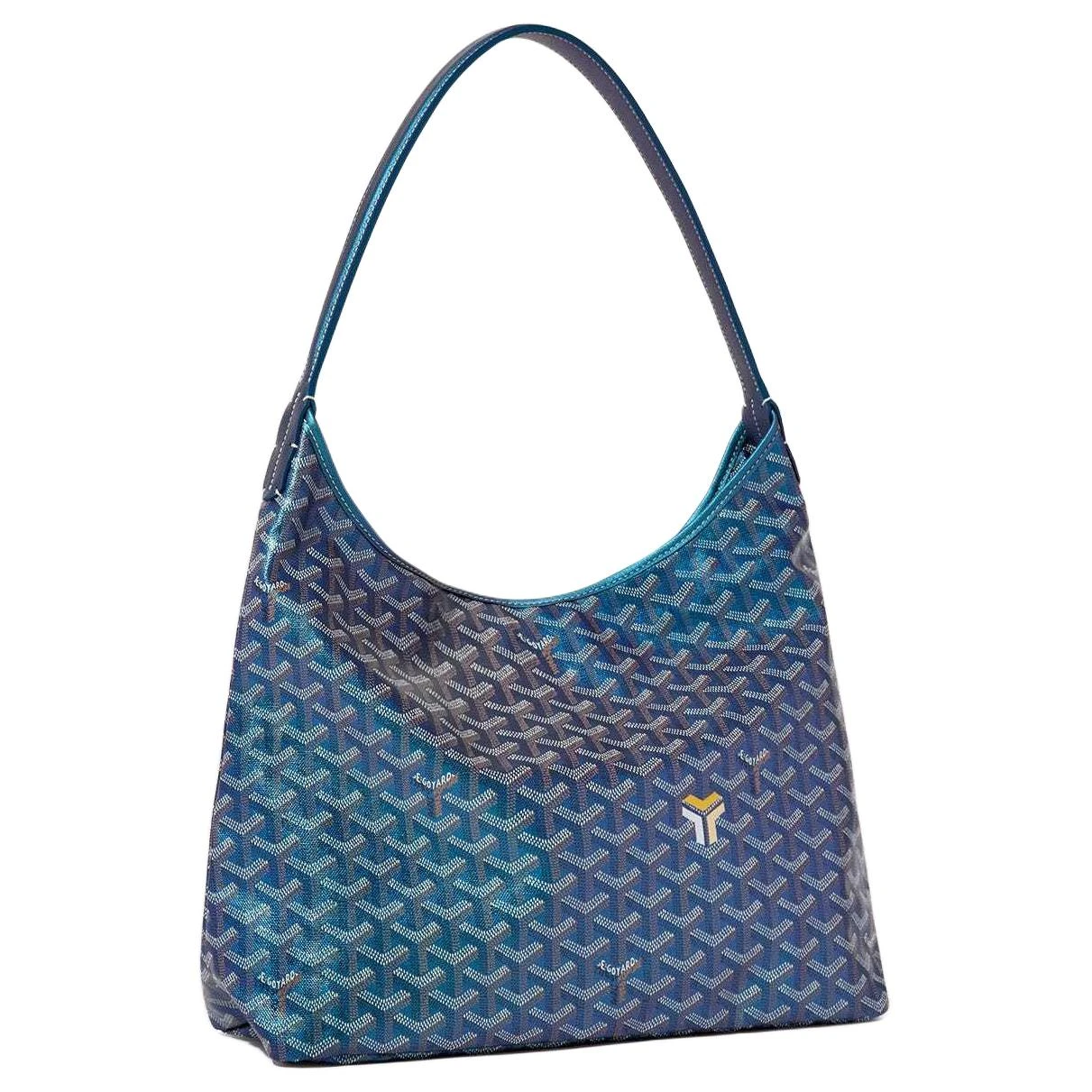 商品[国内直发] Goyard|戈雅 Bohème Hobo Y字老花满印拉链开合 帆布拼小牛皮 HOBO包手提单肩包 女款 珍珠蓝,价格¥33542,第1张图片