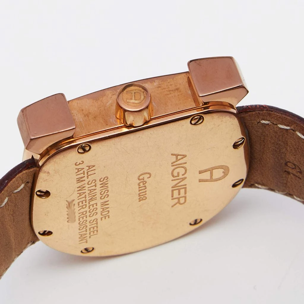 Aigner White Mother of Pearl Gold PVD Coated Stainless Steel Leather Genua A31600 Women's Wristwatch 31 mm 商品
