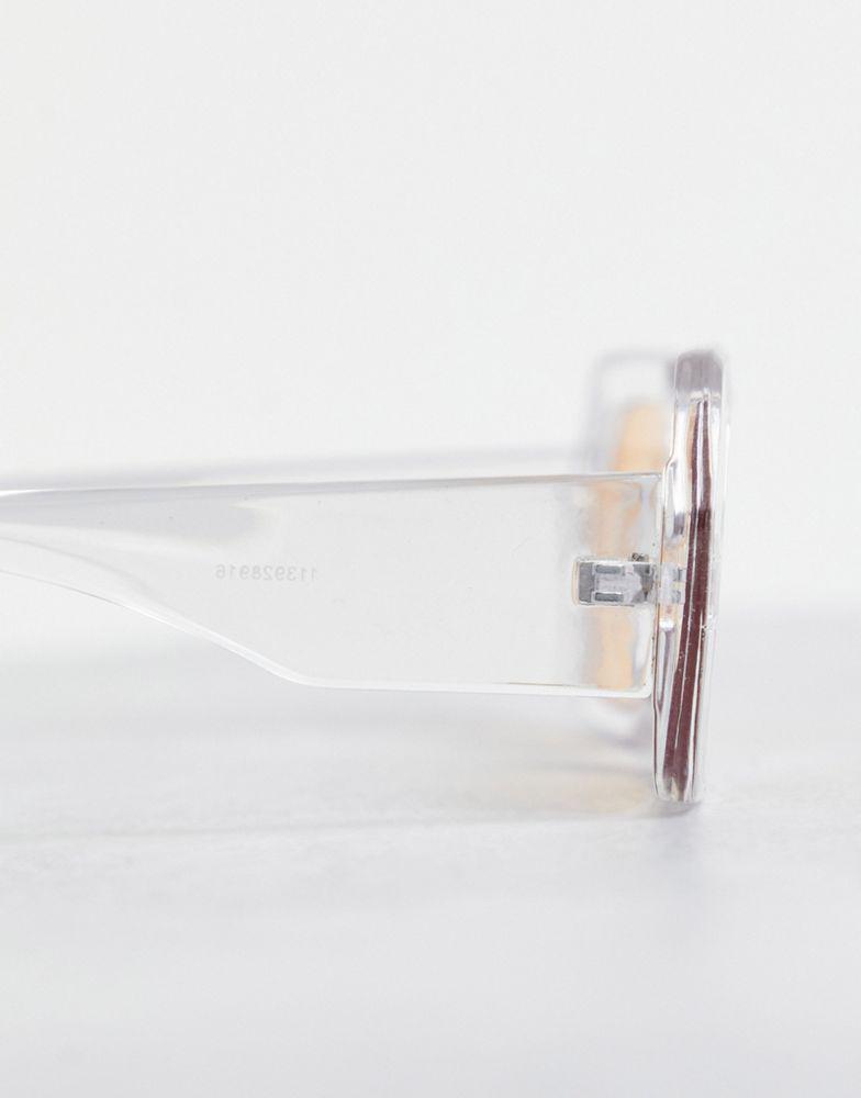 ASOS DESIGN oversized retro sunglasses in crystal frame with coloured lens  - CLEAR商品第2张图片规格展示