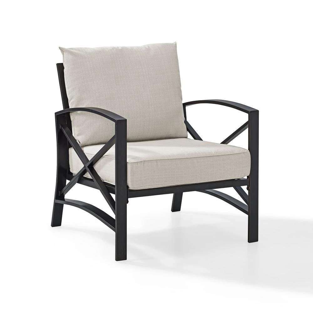 商品Crosley Furniture|Kaplan Outdoor Metal Armchair Oatmeal/Oil Rubbed Bronze,价格¥2965,第1张图片