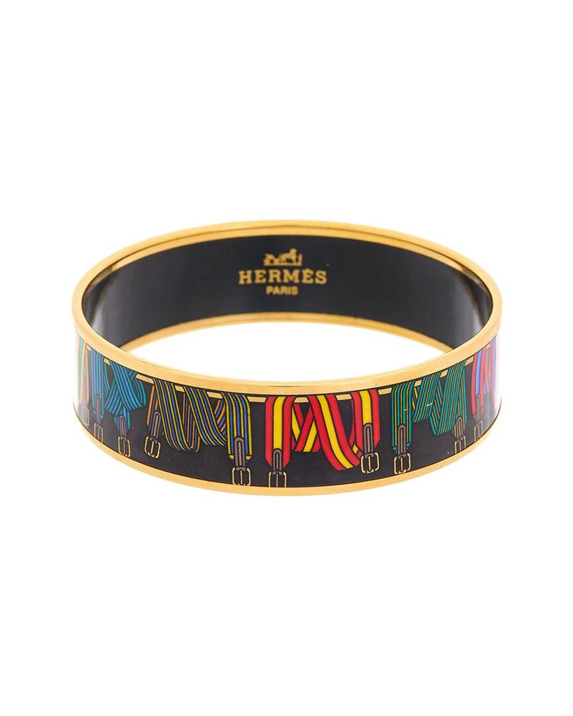 商品[二手商品] Hermes|Hermes Gold-Tone Sangles Wide Enamel Bangle (Authentic Pre-Owned),价格¥3952,第1张图片