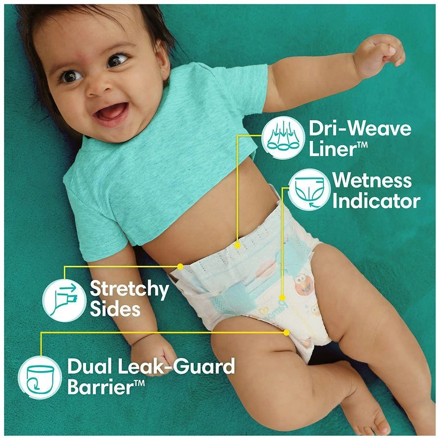 商品Pampers|Absorbent Disposable Diapers Size 3, 16-28 lbs,价格¥291,第4张图片详细描述