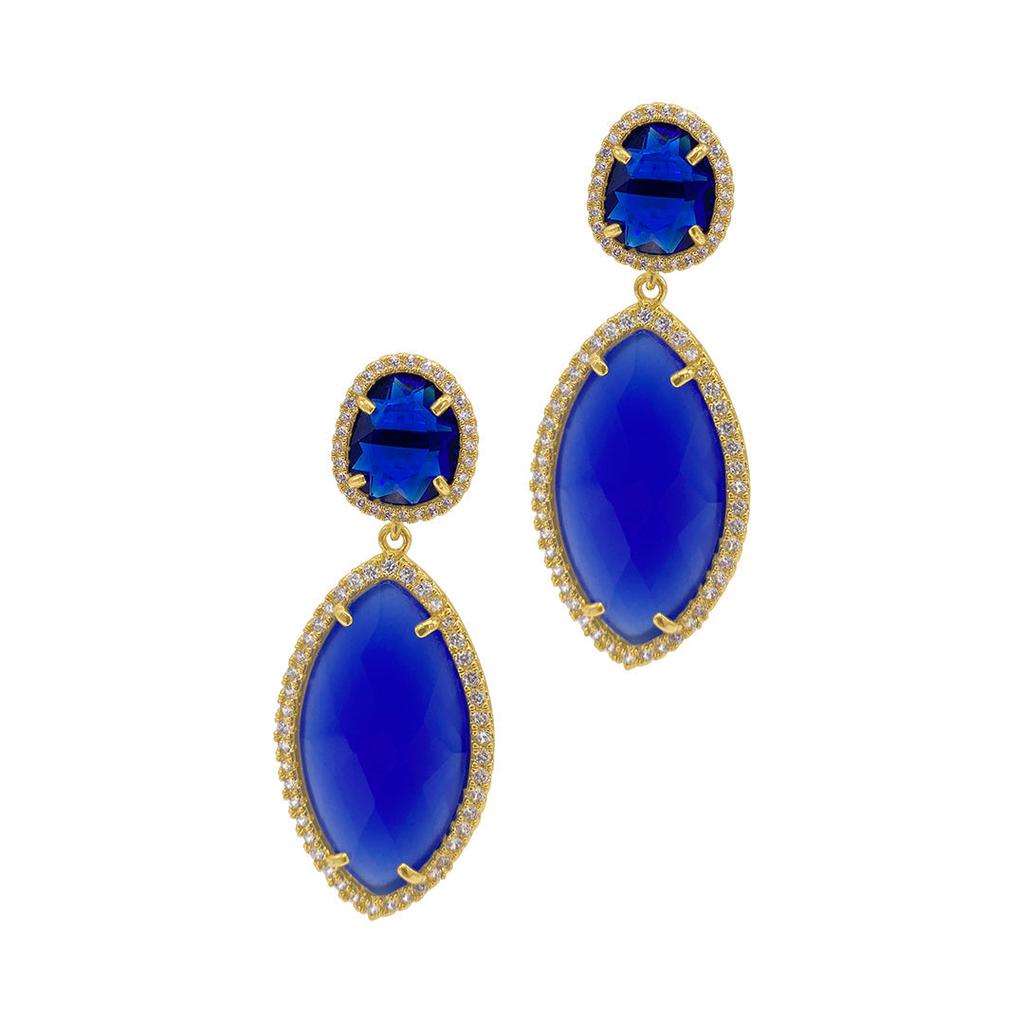Blue Drop Marquis Halo Earrings gold商品第1张图片规格展示