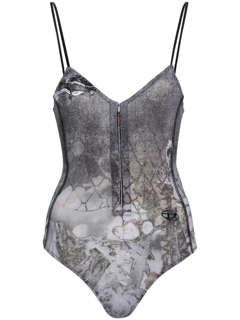 商品Diesel|Diesel T-Lye-N1 Strappy Bodysuit With Abstract Print,价格¥1669,第1张图片