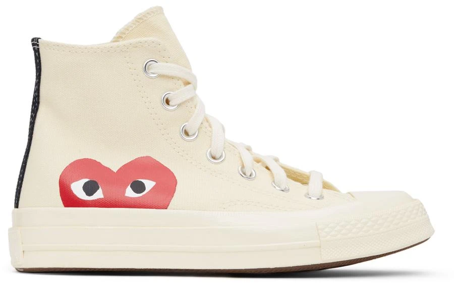 商品Comme des Garcons|Beige Converse Edition Half Heart Chuck 70 High Sneakers,价格¥1189,第1张图片
