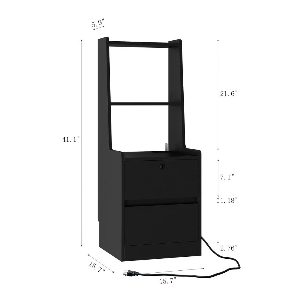 商品Streamdale Furniture|Streamdale Smart Storage Cabinet with Charging Station & Voice-Controlled LED Night Light,价格¥1053,第3张图片详细描述