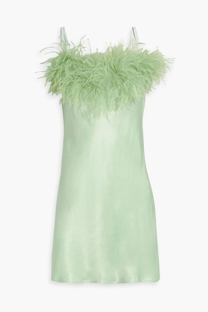 商品Sleeper|Boheme feather-trimmed satin mini slip dress,价格¥1094,第1张图片