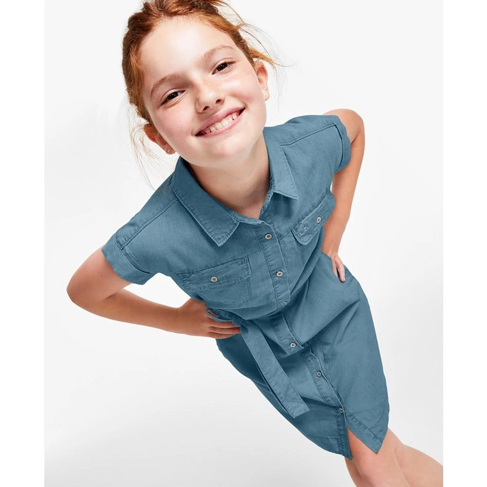 商品Calvin Klein|Big Girls Chambray Shirtdress,价格¥158,第5张图片详细描述