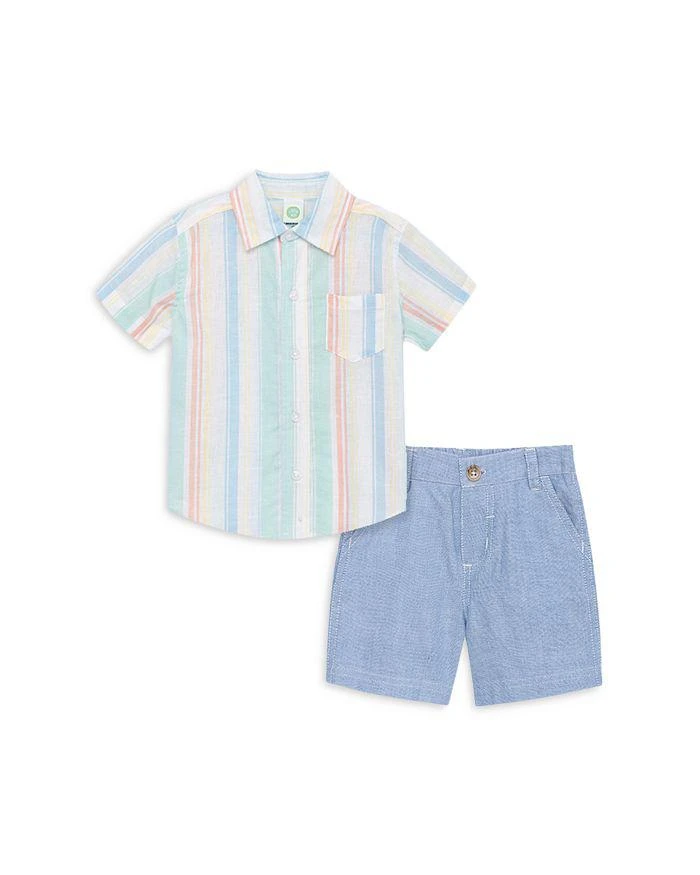 商品Little Me|Boys' Stripe Button Down Shirt & Chambray Shorts Set - Baby,价格¥218,第1张图片