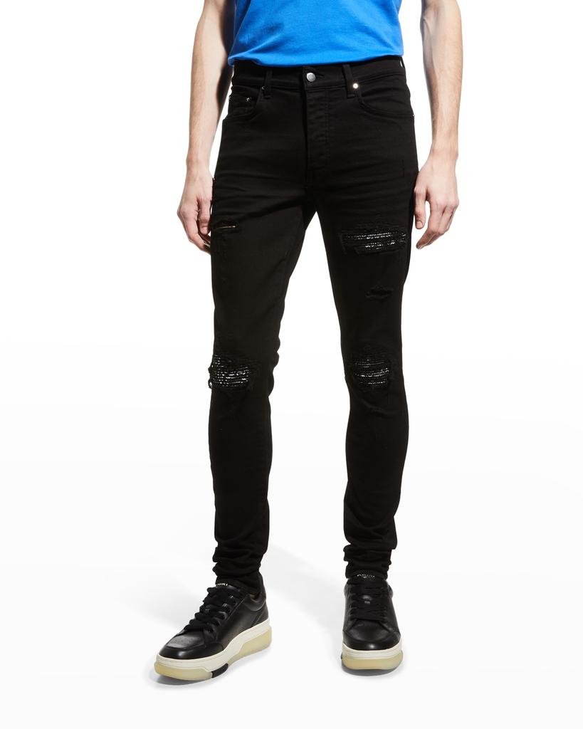 Men's MX1 Bandana Repair Skinny Jeans商品第1张图片规格展示