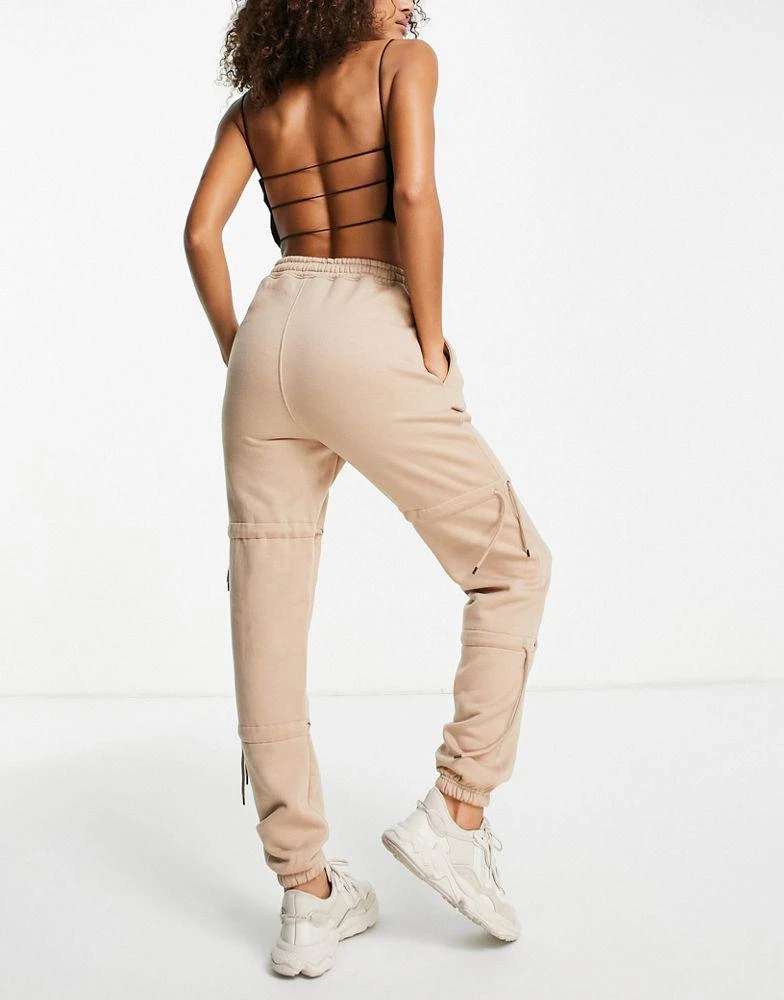 商品Public Desire|Public Desire ruched tie detail jogger in sand,价格¥130,第2张图片详细描述