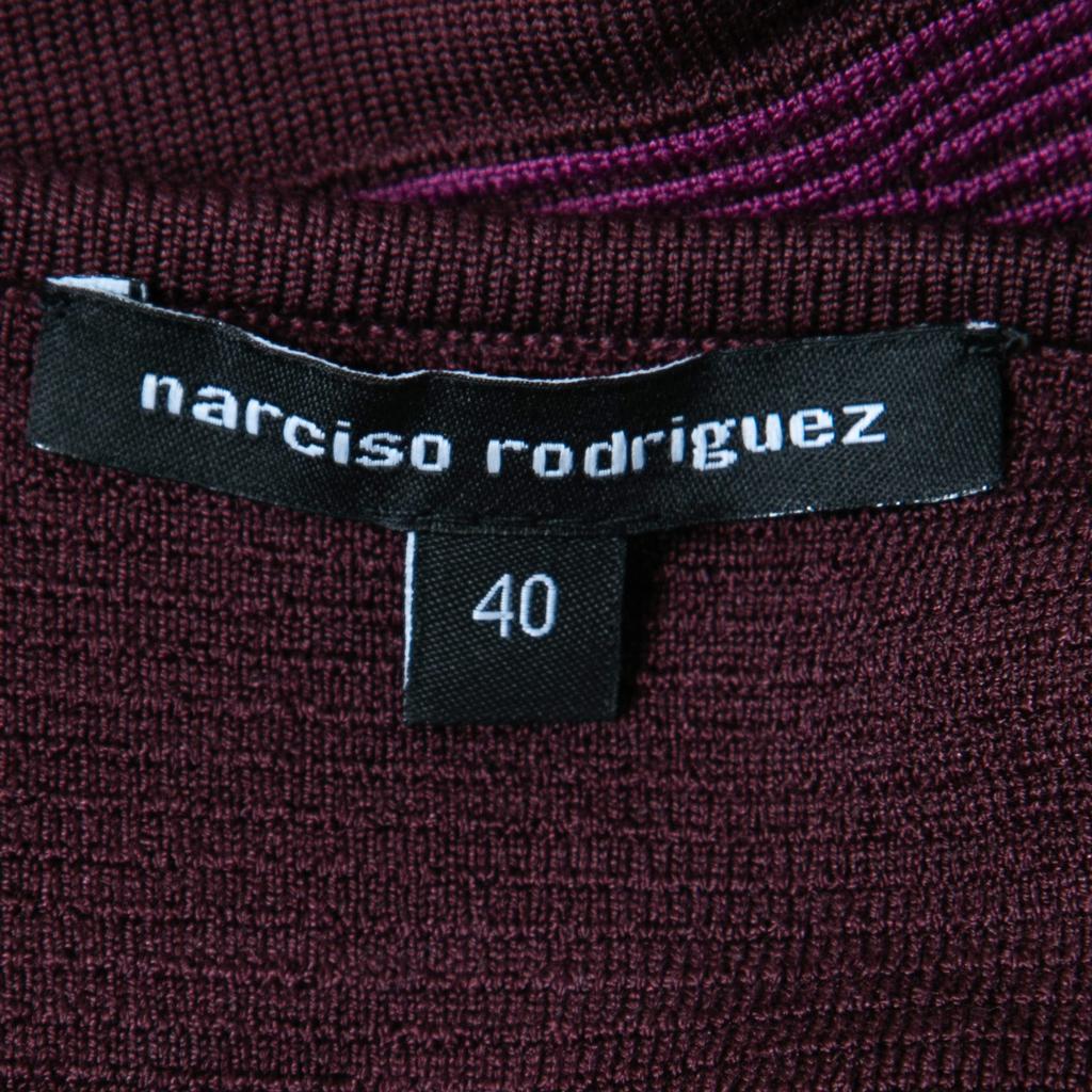 Narciso Rodriguez Purple Silk Knit Cut Out Yoke Sleeveless Sheath Dress S商品第4张图片规格展示