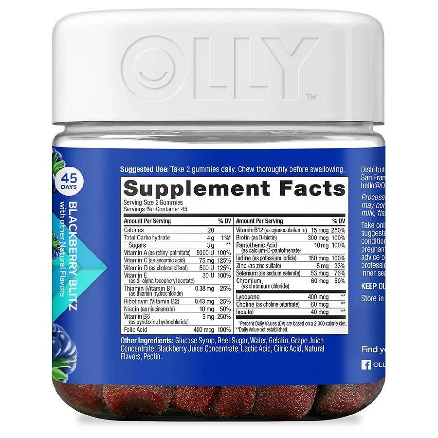 商品OLLY|Olly 男士综合维生素 黑莓口味 90粒,价格¥119,第3张图片详细描述