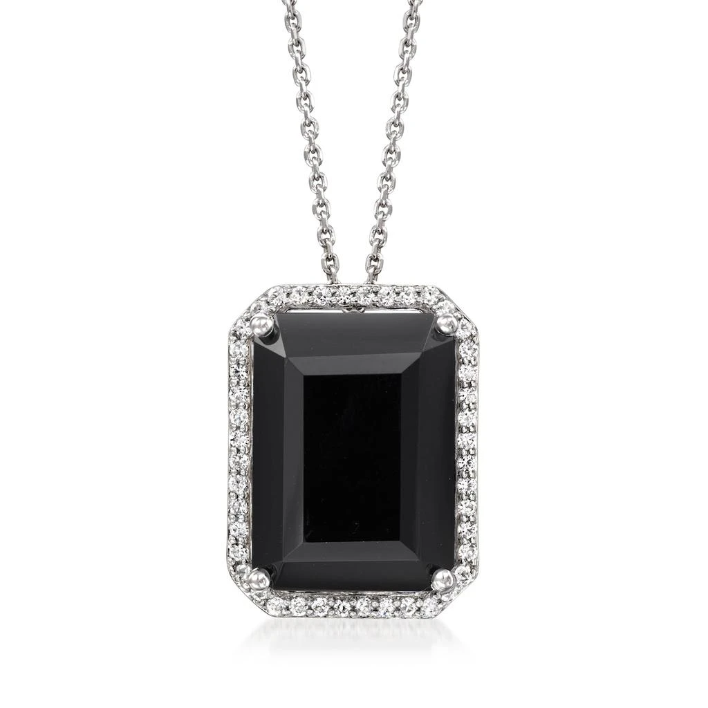 商品Ross-Simons|Onyx Pendant Necklace With . White Topaz in Sterling Silver,价格¥796,第1张图片