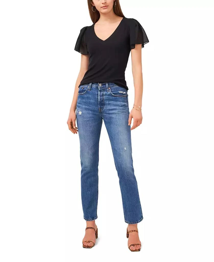 商品1. State|Women's Flutter Short Sleeve V-Neck Knit Top,价格¥307,第3张图片详细描述