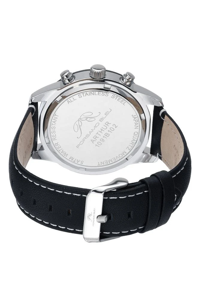 商品Porsamo Bleu|Men's Arthur Chronograph Leather Strap Watch, 44mm,价格¥1593,第2张图片详细描述
