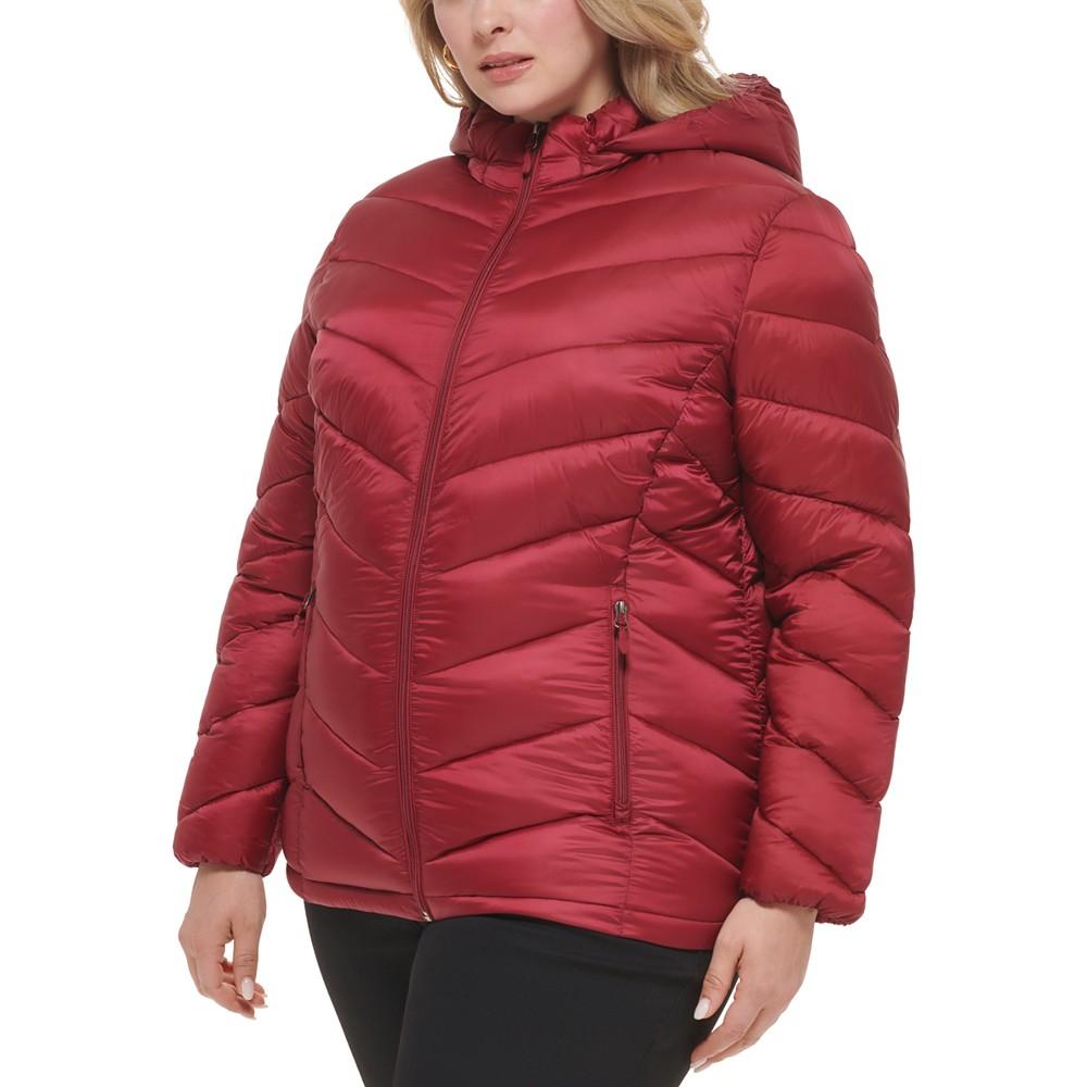 Women's Plus Size Hooded Packable Puffer Coat, Created for Macy's商品第3张图片规格展示