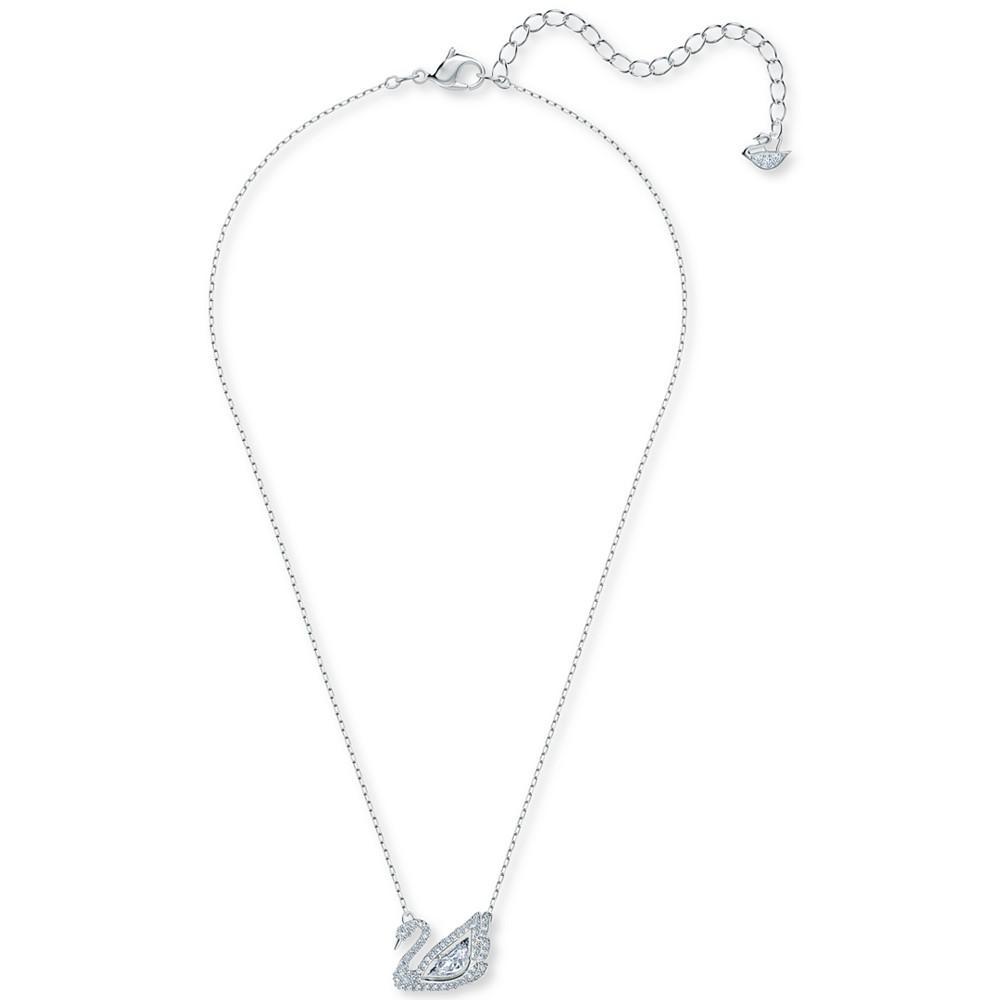 商品Swarovski|Silver-Tone Dancing Swan Crystal Pendant Necklace, 15" + 2" extender,价格¥1369,第6张图片详细描述