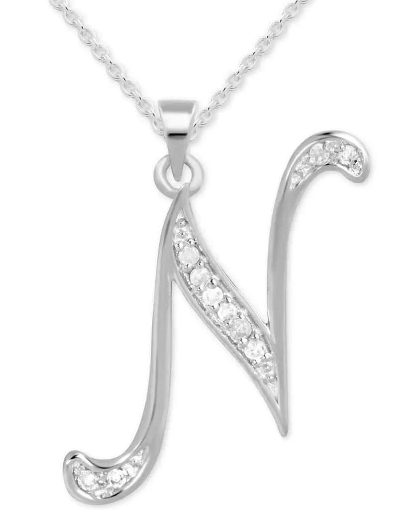 商品Macy's|Diamond N Initial 18" Pendant Necklace (1/10 ct. t.w.) in Sterling Silver,价格¥758,第1张图片