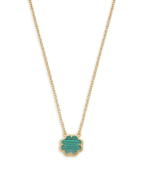 商品Sterling Forever|14K Goldplated & Malachite Pendant Necklace,价格¥278,第1张图片